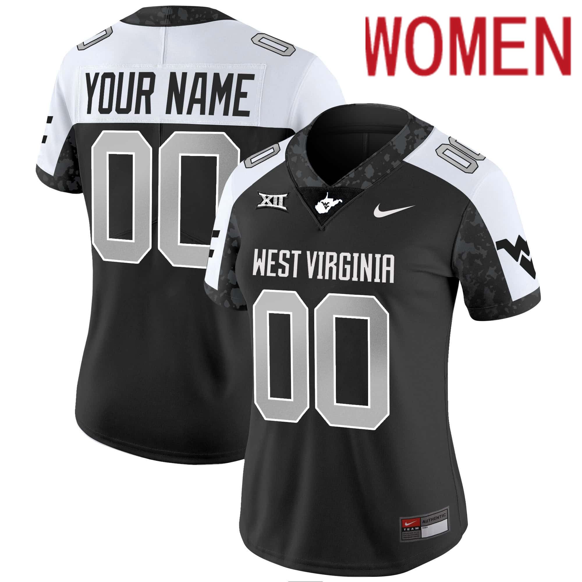 Women West Virginia Mountaineers Black 2024 Nike Vapor Limited Custom NCAA Jersey->customized nfl jersey->Custom Jersey